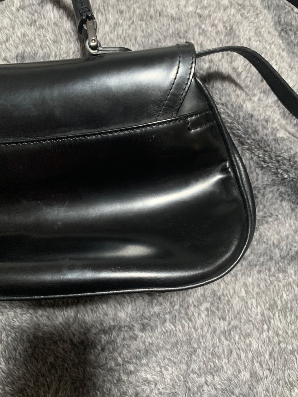 Vintage Christian Dior Black Smooth Leather Baudrier Saddle Bag - Rare Galliano - Picture 10 of 16